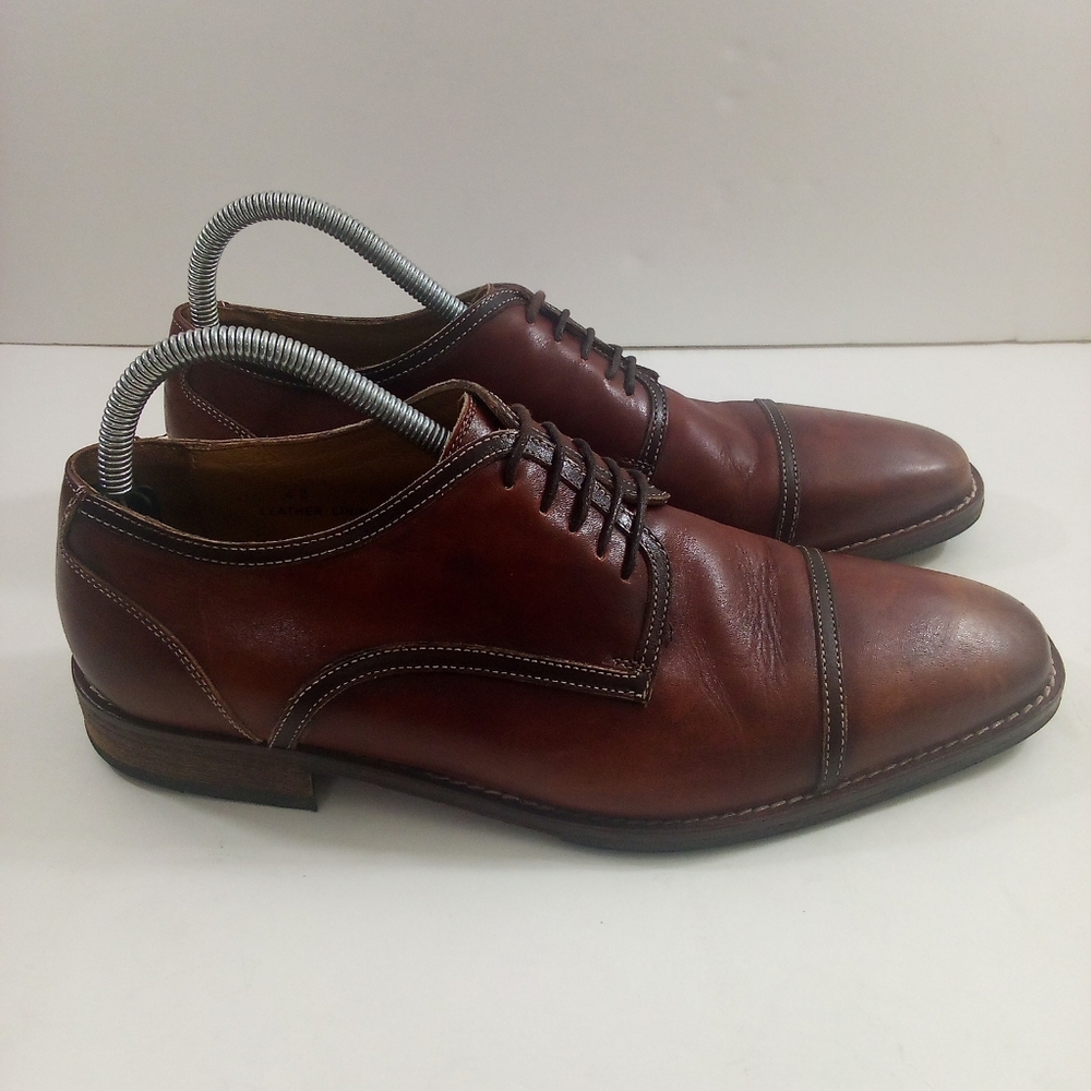 Ron White Eugene Men 9 US 42 EU Cap Toe Leather Brown Italian Oxfords